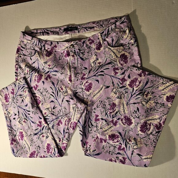 Denim 24/7 Plus size 24W Multi-colored/Flowered Straight Leg Jeans - Picture 1 of 6